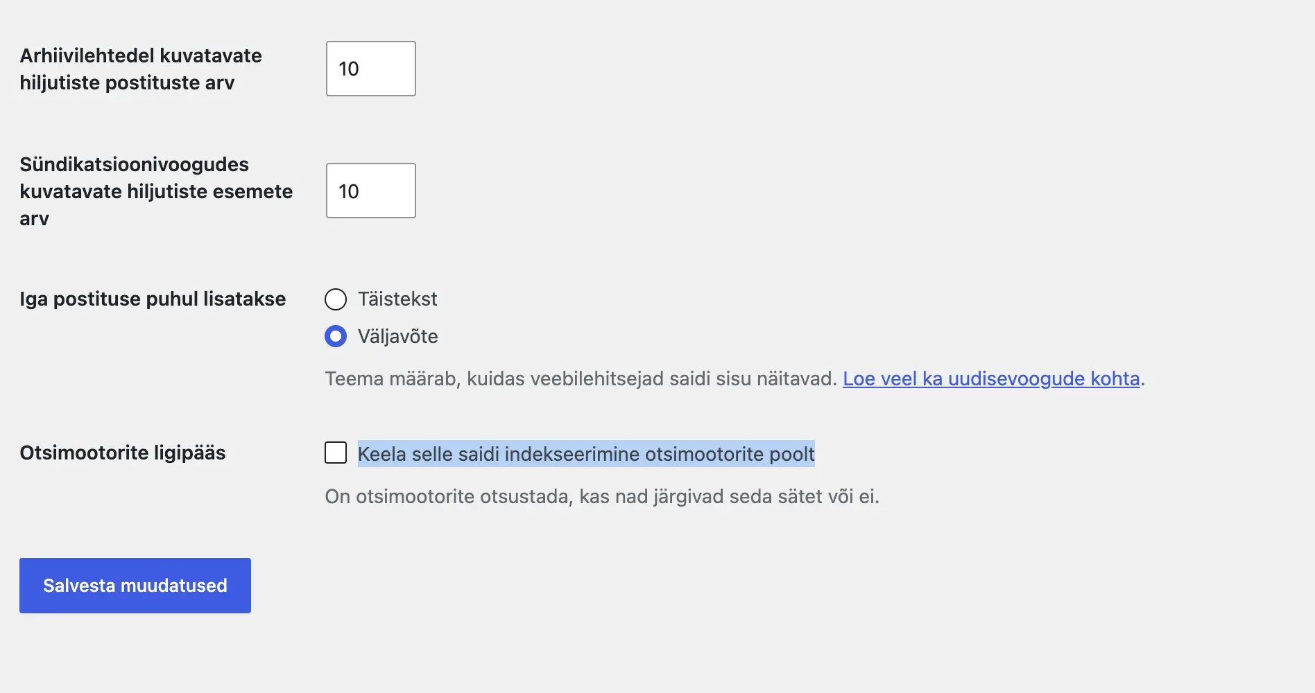 Otsingumootori indekseerimise keelamine noindex-märgendiga